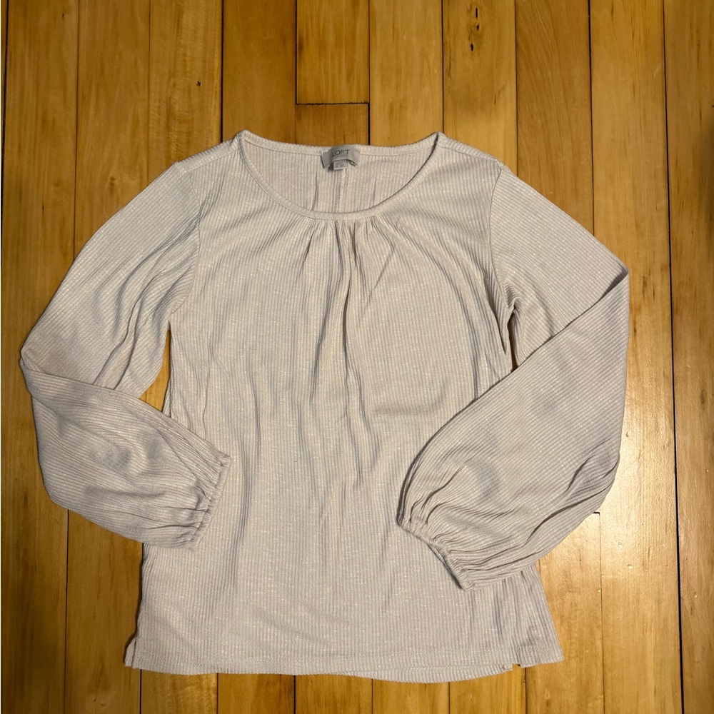 LOFT Soft Cream Long Sleeve Top